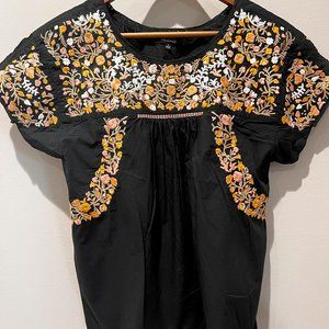 Madewell Floral Embroidered Flowy Top Size M